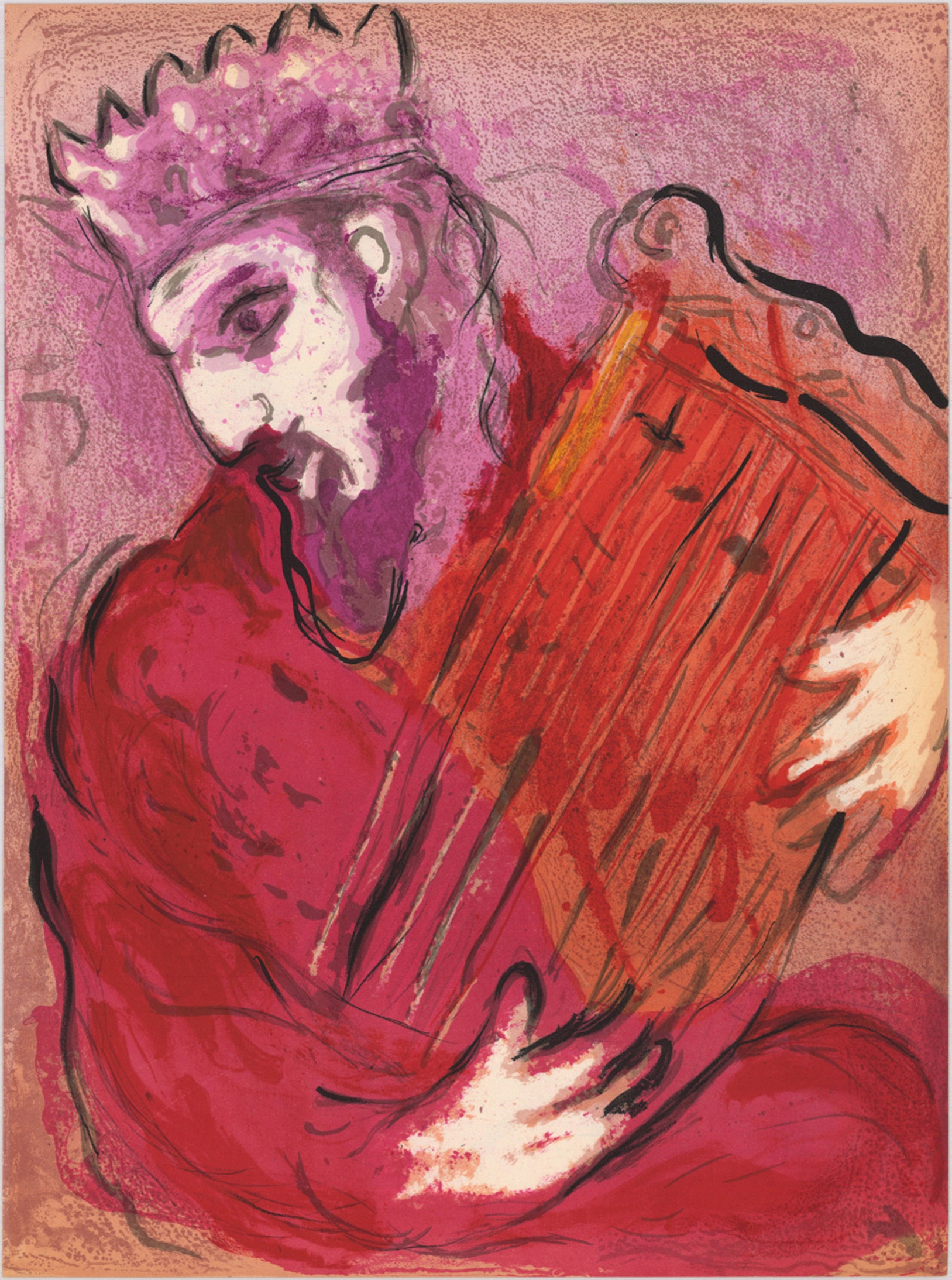 marc_chagall_-_david_with_the_harp_1956_color_lithograph_35_5x26cm